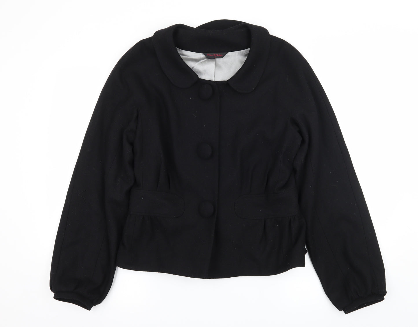 Miss Selfridge Womens Black   Pea Coat Coat Size 12