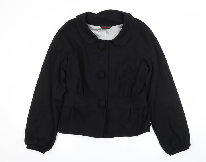 Miss Selfridge Womens Black   Pea Coat Coat Size 12