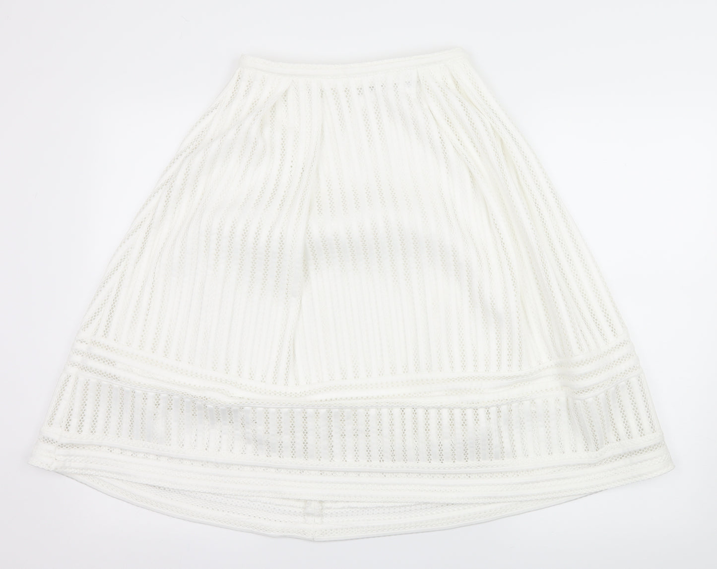 H&M Womens White Striped  Flare Skirt Size 8