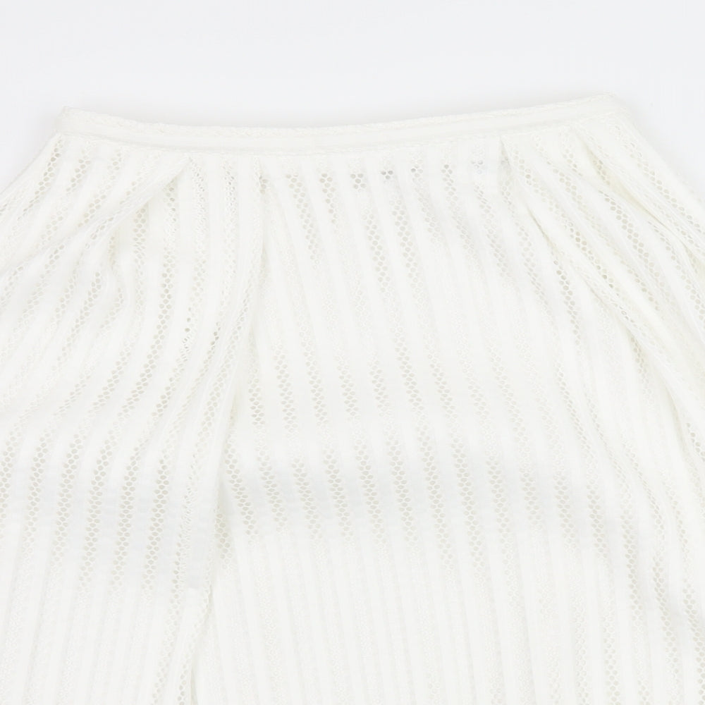H&M Womens White Striped  Flare Skirt Size 8