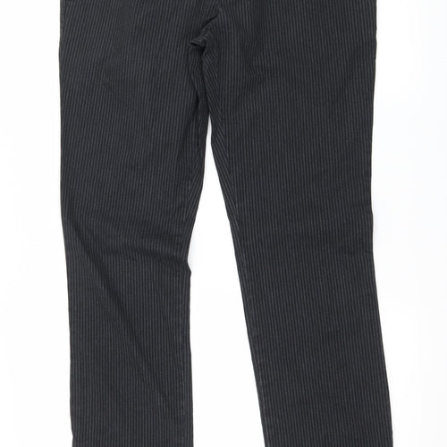 Marks and Spencer Womens Grey Striped Denim Straight Jeans Size 14 L32 in