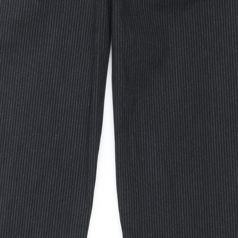 Marks and Spencer Womens Grey Striped Denim Straight Jeans Size 14 L32 in