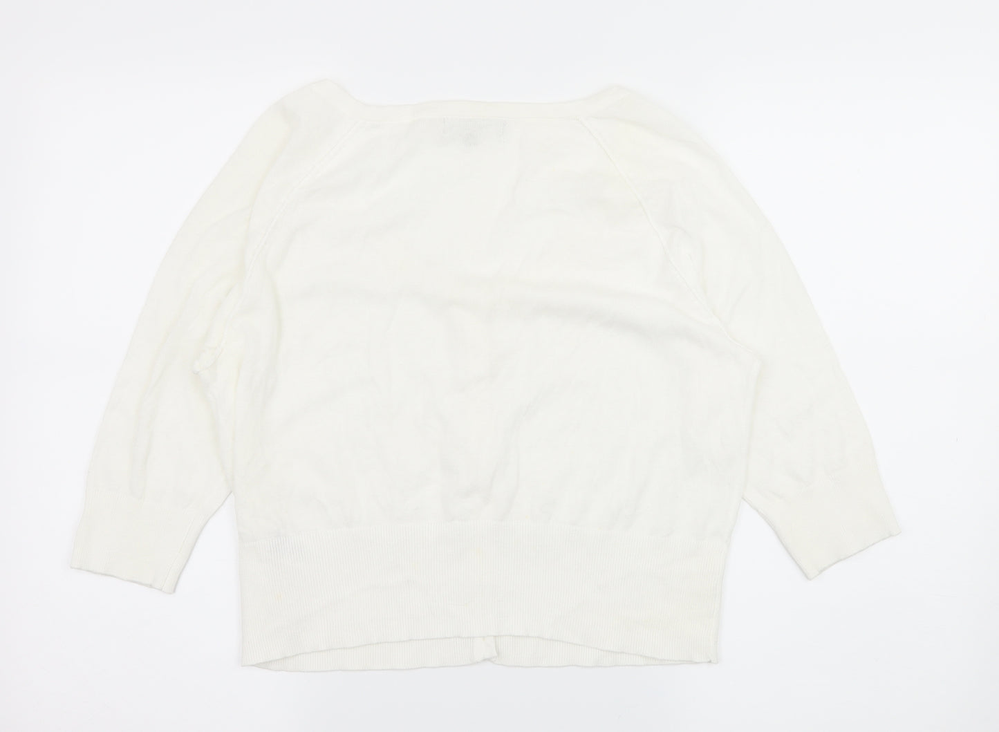 Red Herring Womens White  Knit Cardigan Jumper Size 18