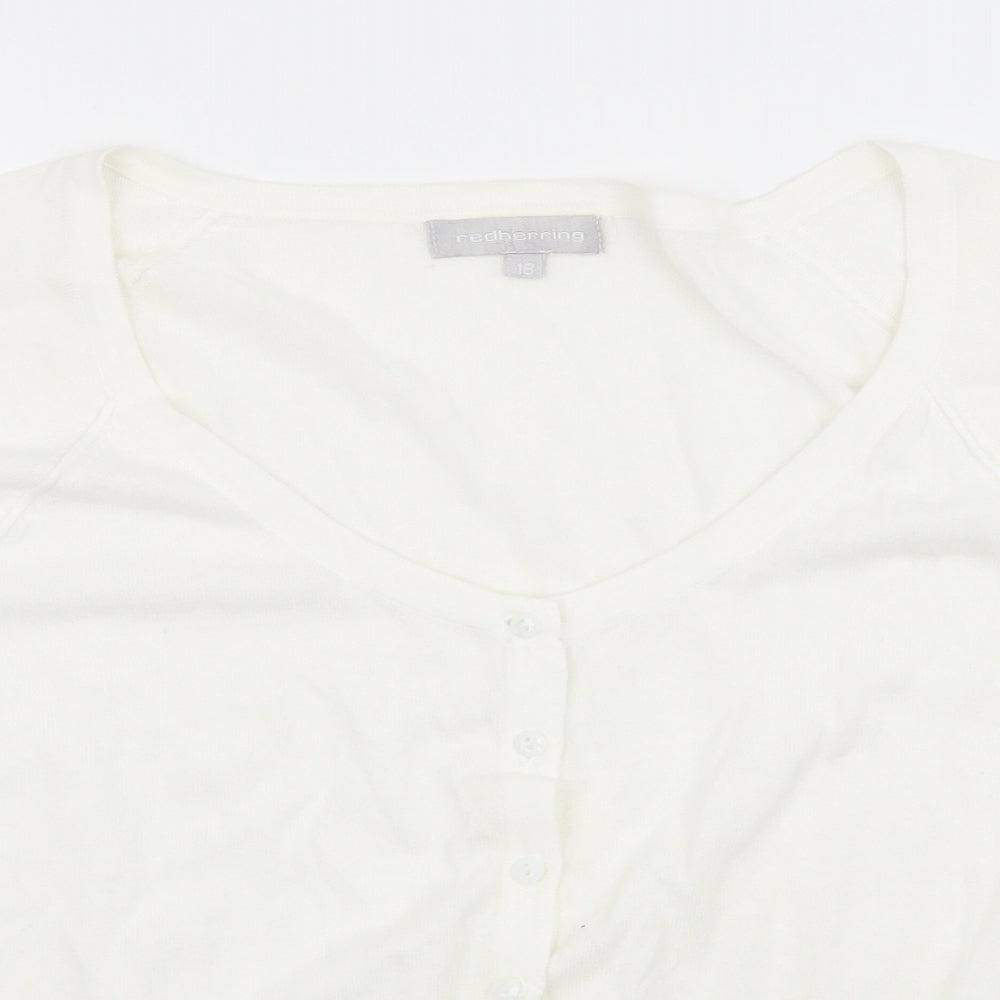 Red Herring Womens White  Knit Cardigan Jumper Size 18