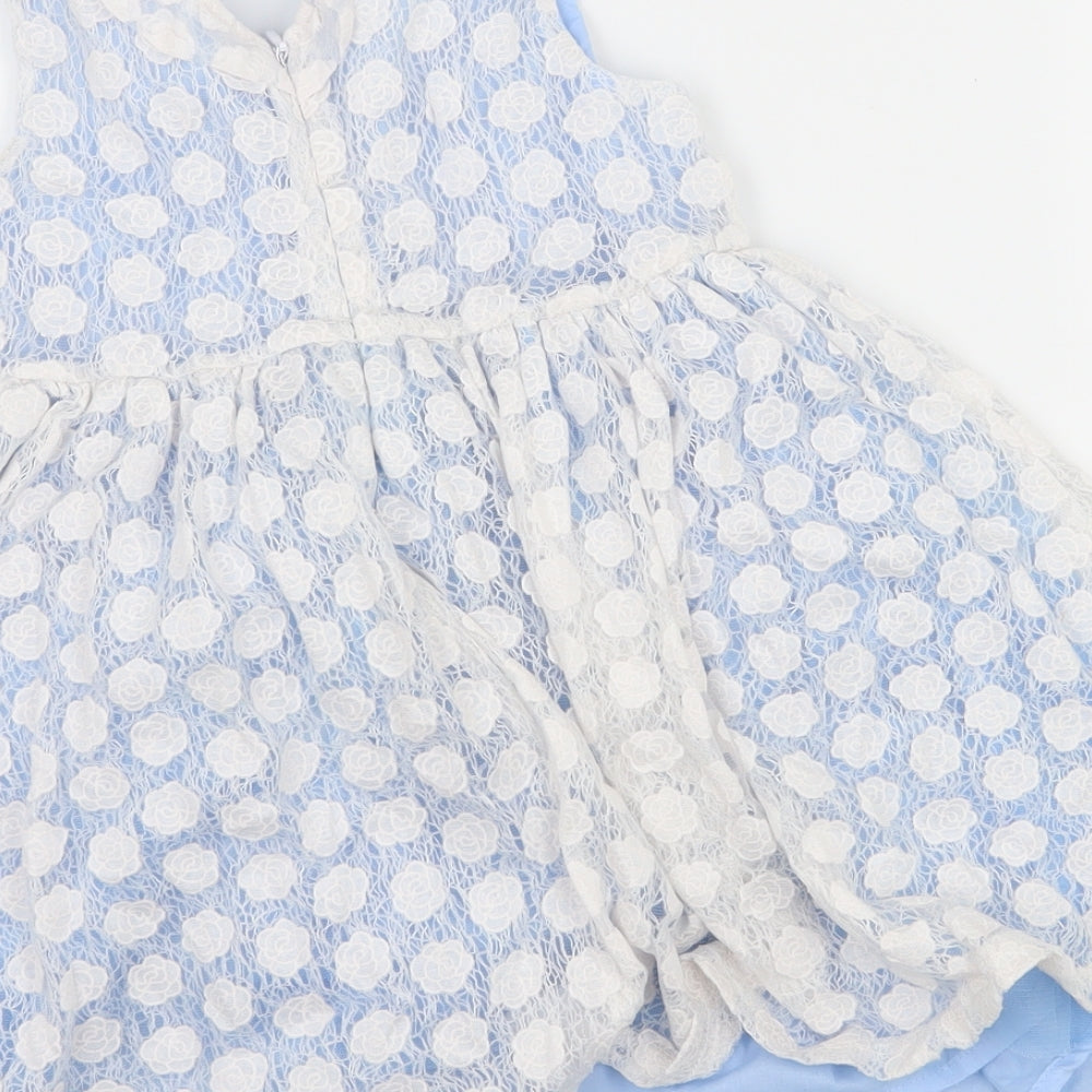 Matalan Girls White Floral Lace Skater Dress  Size 3-4 Years