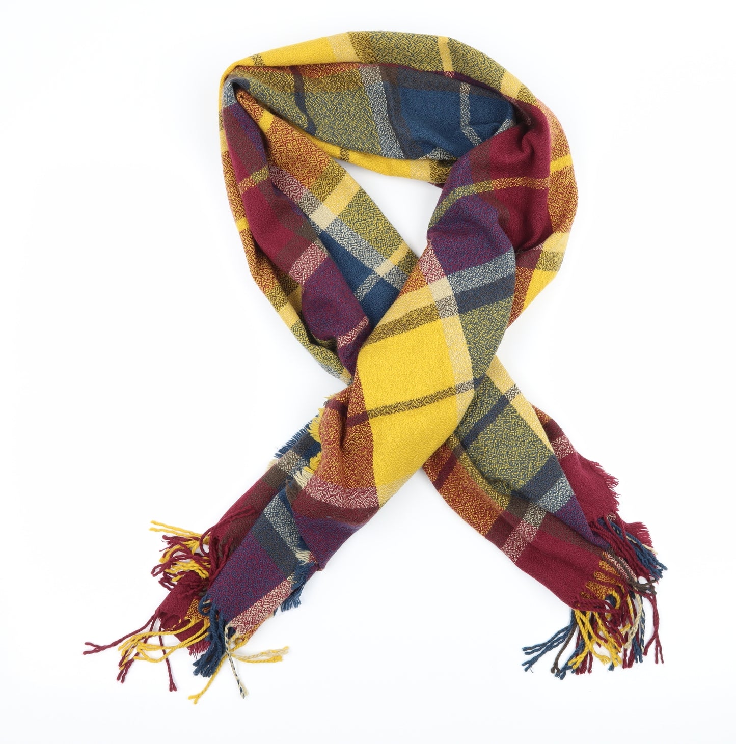 Preworn Womens Multicoloured Plaid Lace  Scarf