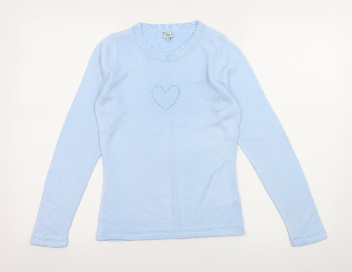 Anne Brooks Womens Blue Knit Pullover Jumper Size 8 - Love Heart