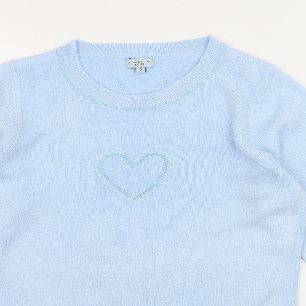 Anne Brooks Womens Blue  Knit Pullover Jumper Size 8  - Love Heart