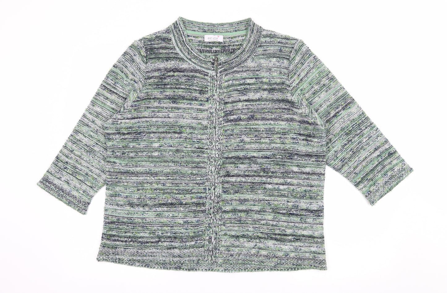 Per Una Womens Green Striped Knit Cardigan Jumper Size 18
