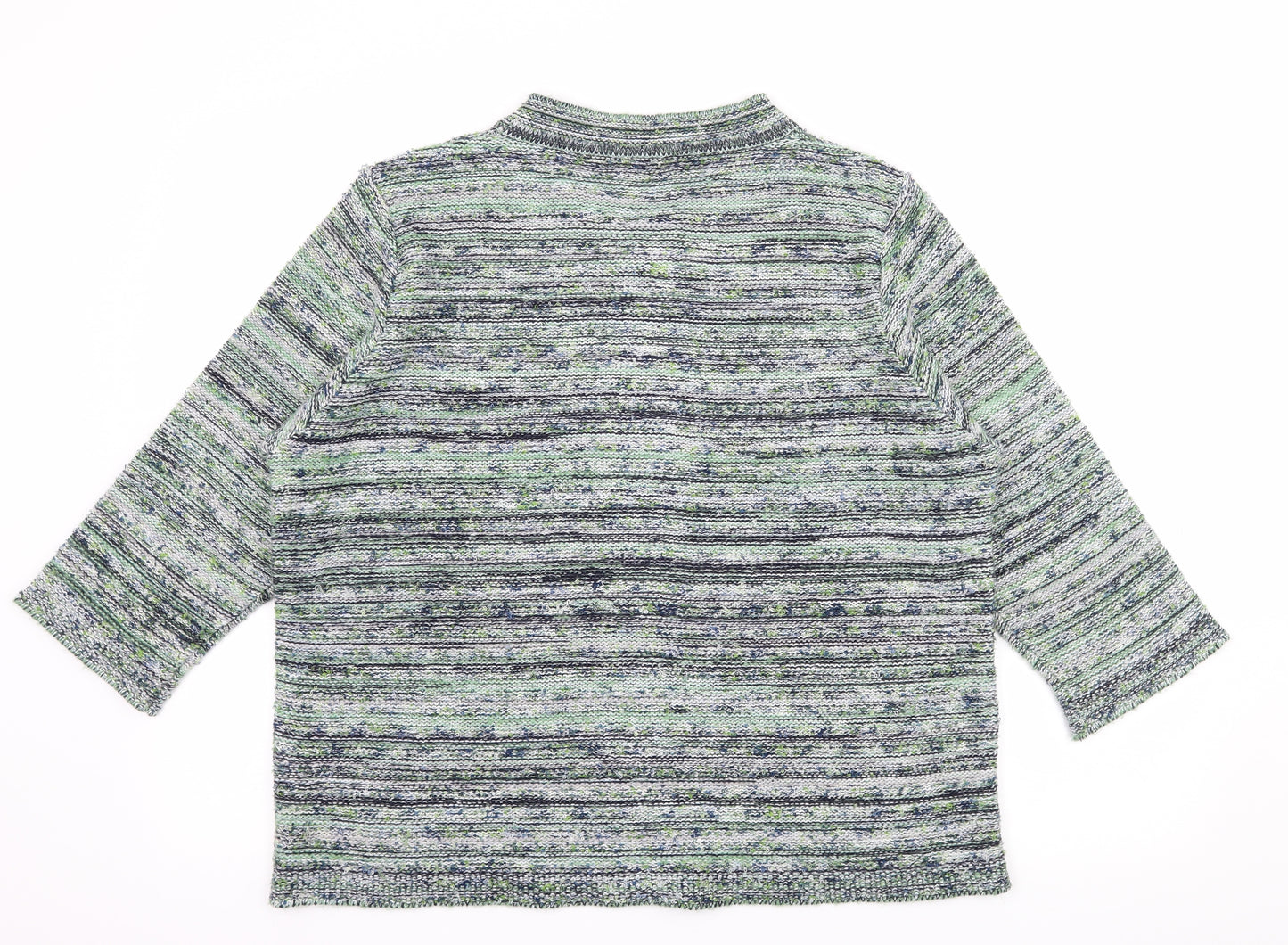 Per Una Womens Green Striped Knit Cardigan Jumper Size 18