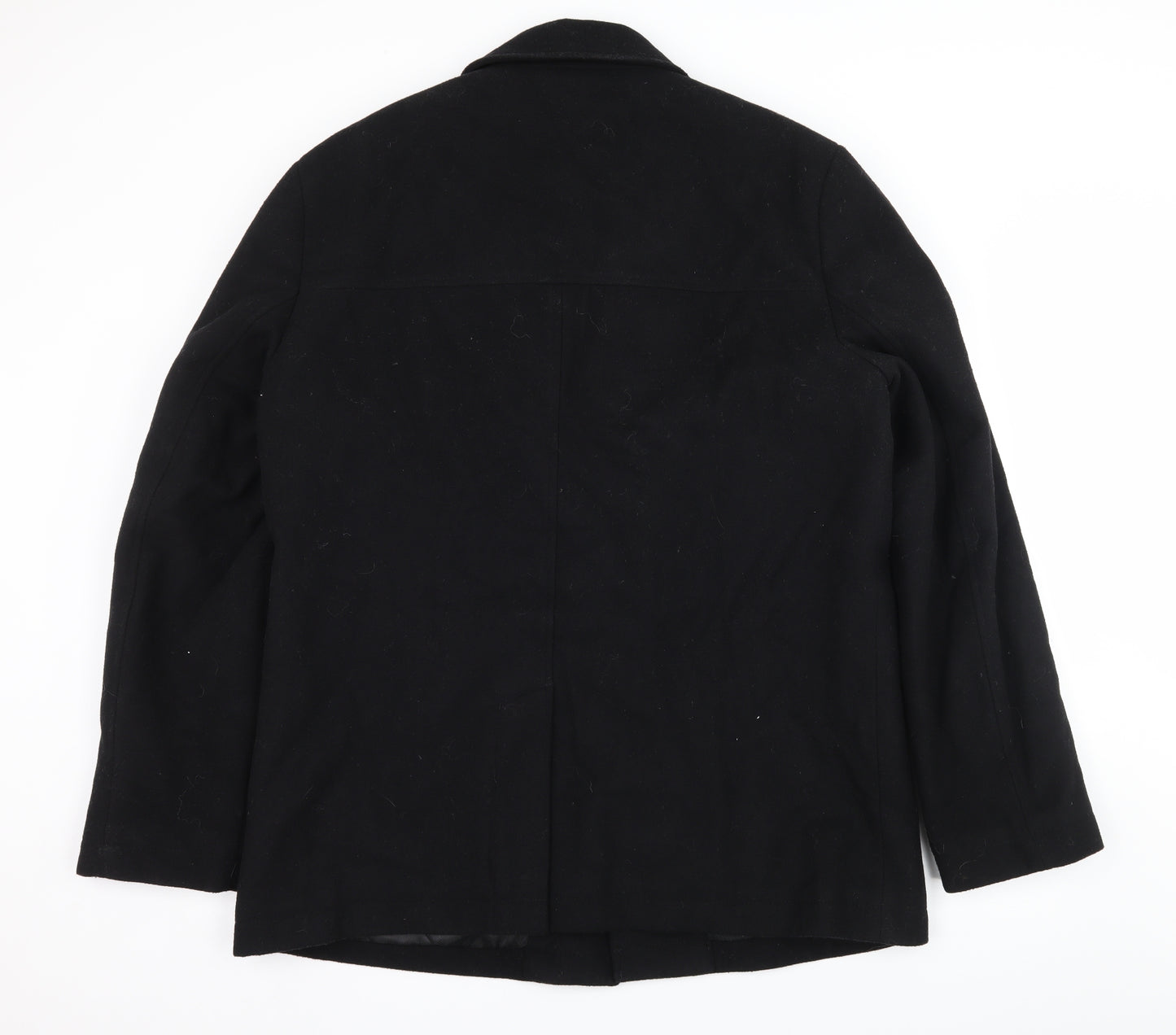 TU Mens Black   Pea Coat Coat Size L