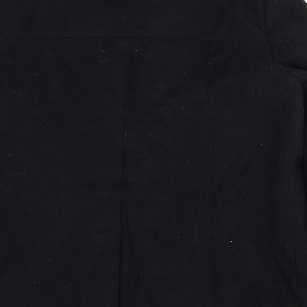 TU Mens Black   Pea Coat Coat Size L
