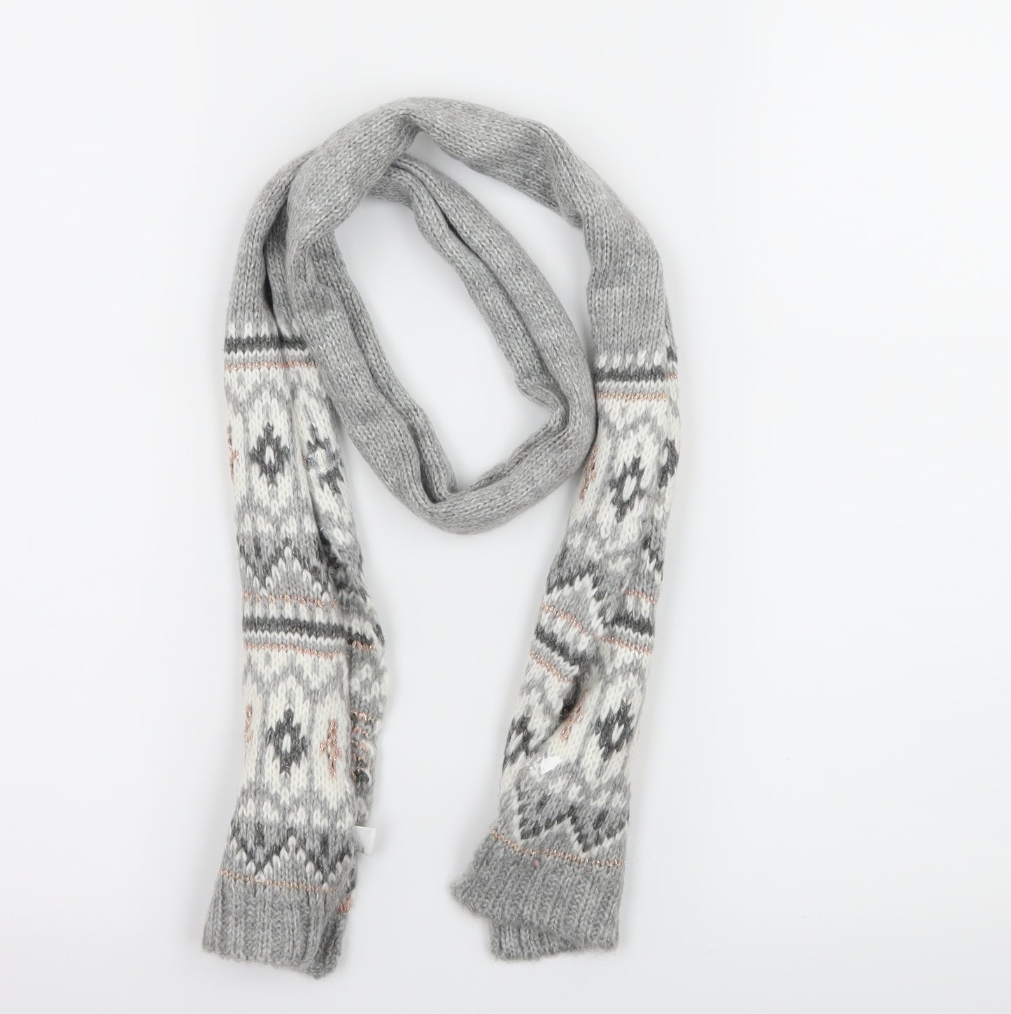 Bonmarché Womens Grey Geometric Knit  Scarf