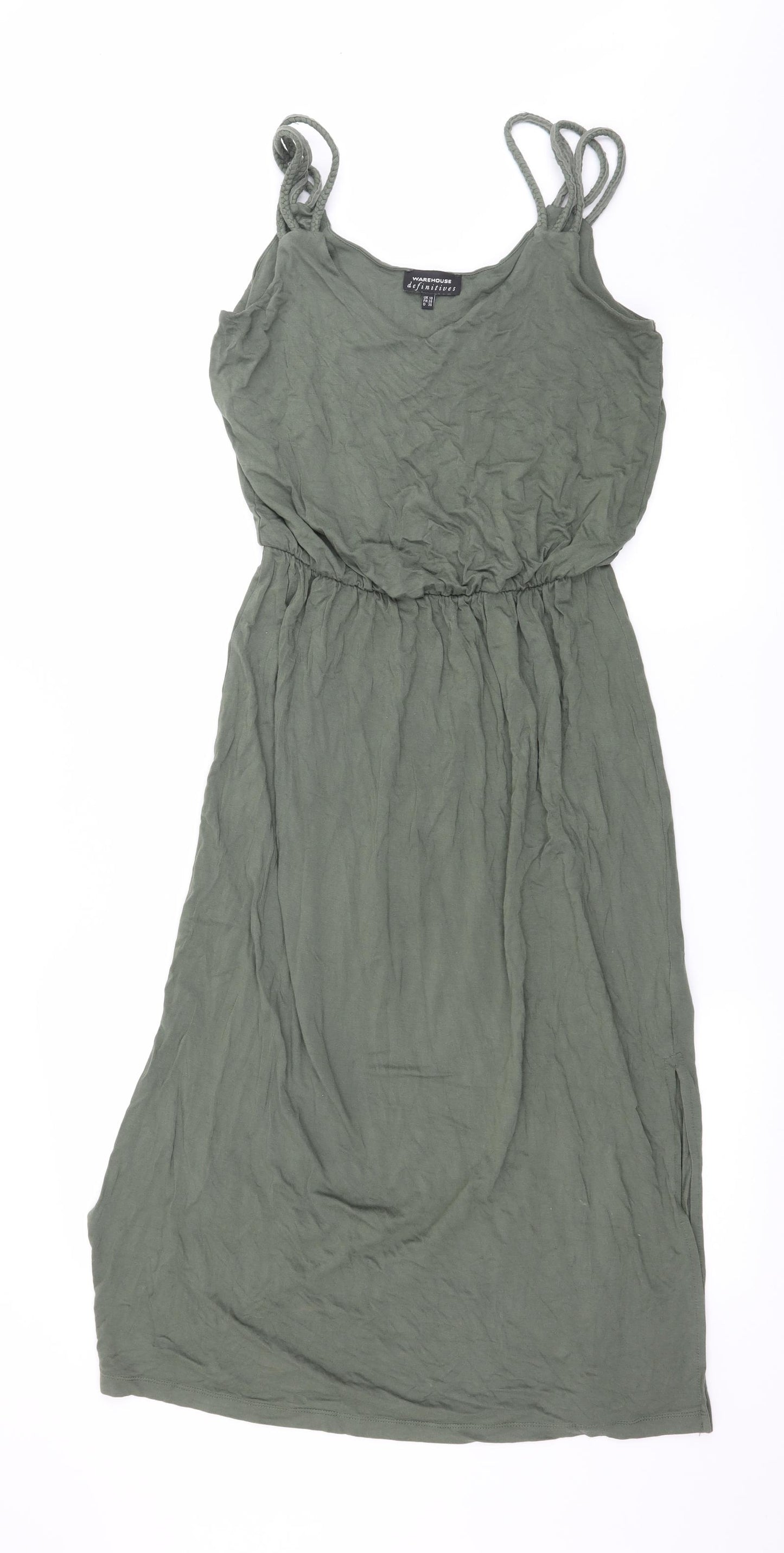 Warehouse Womens Green  Jersey Slip Dress  Size 10