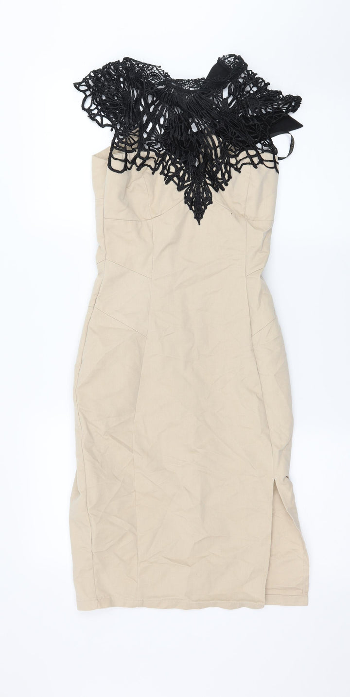 Lipsy Womens Beige A-Line Size 6