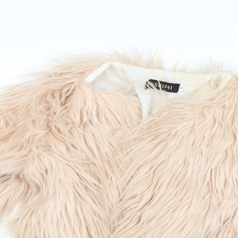 Lanshifei Womens Beige   Bomber Jacket Coat Size M