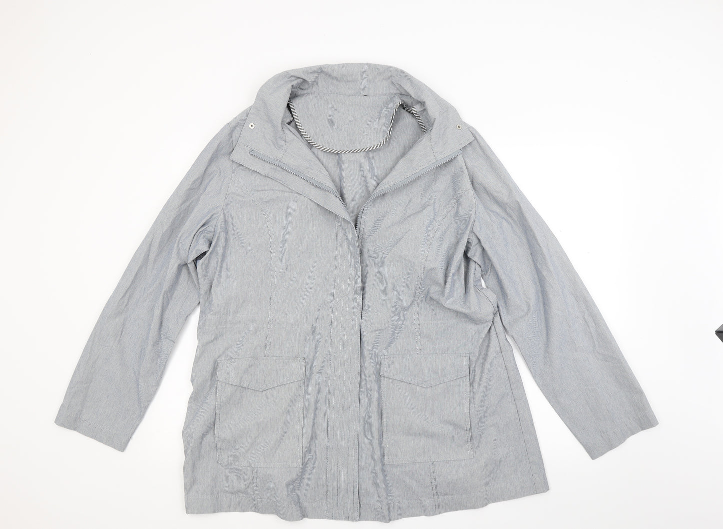 Preworn Womens Blue Striped  Jacket Coat Size 18