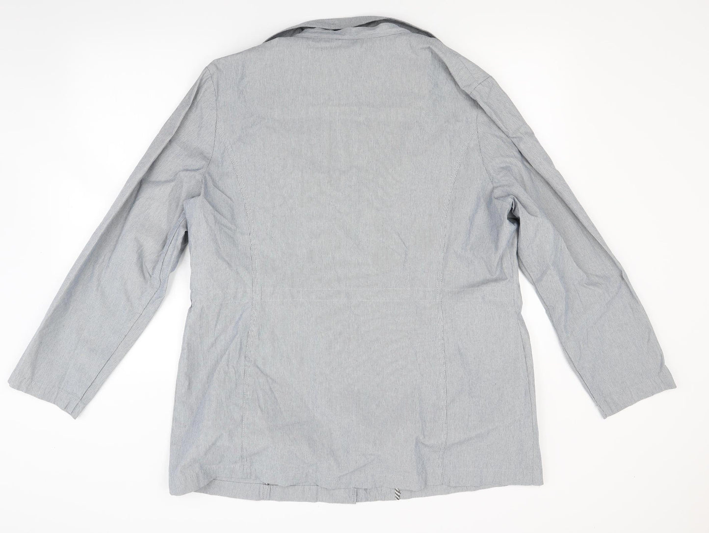 Preworn Womens Blue Striped  Jacket Coat Size 18