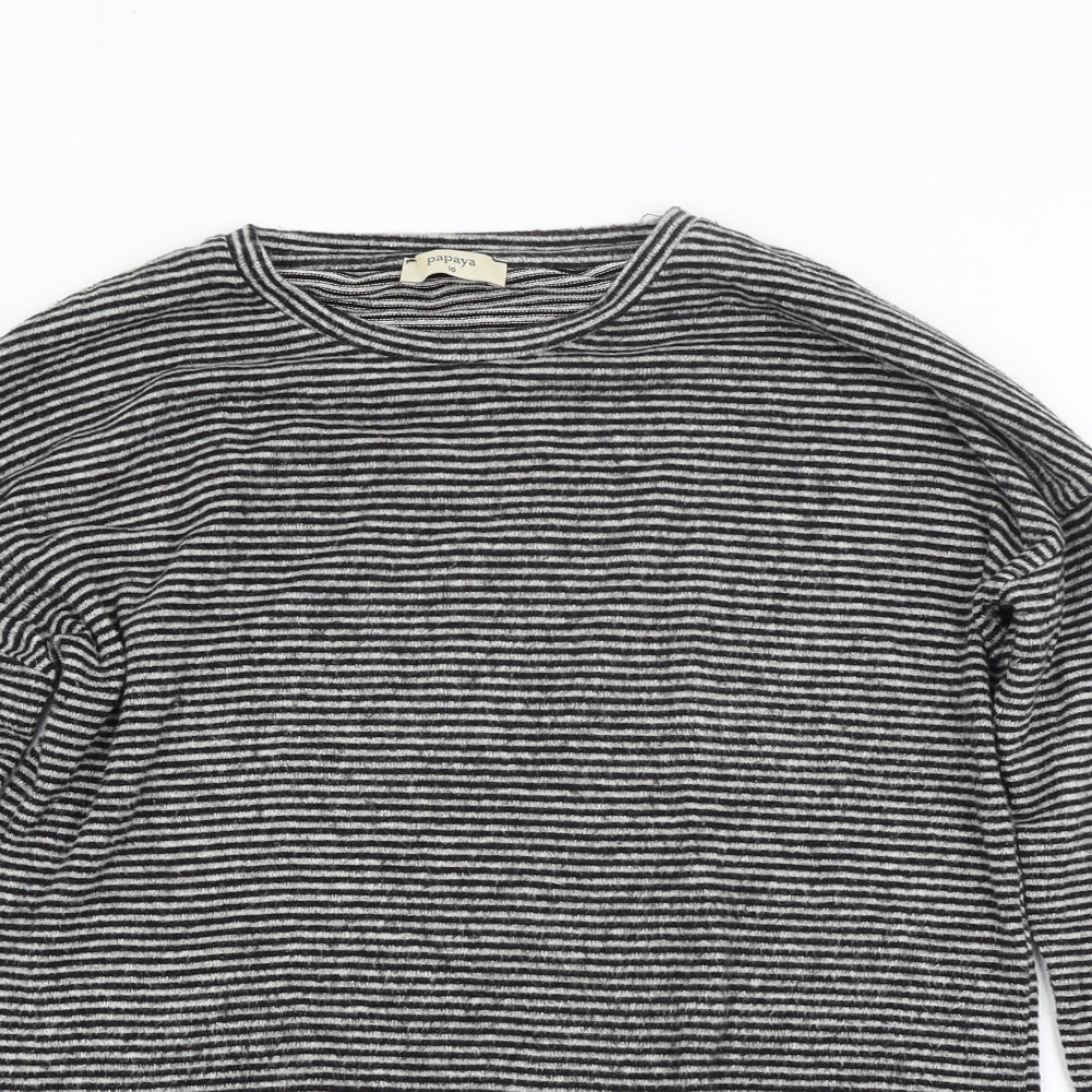 Papaya Womens Grey Striped Knit Pullover Jumper Size 10