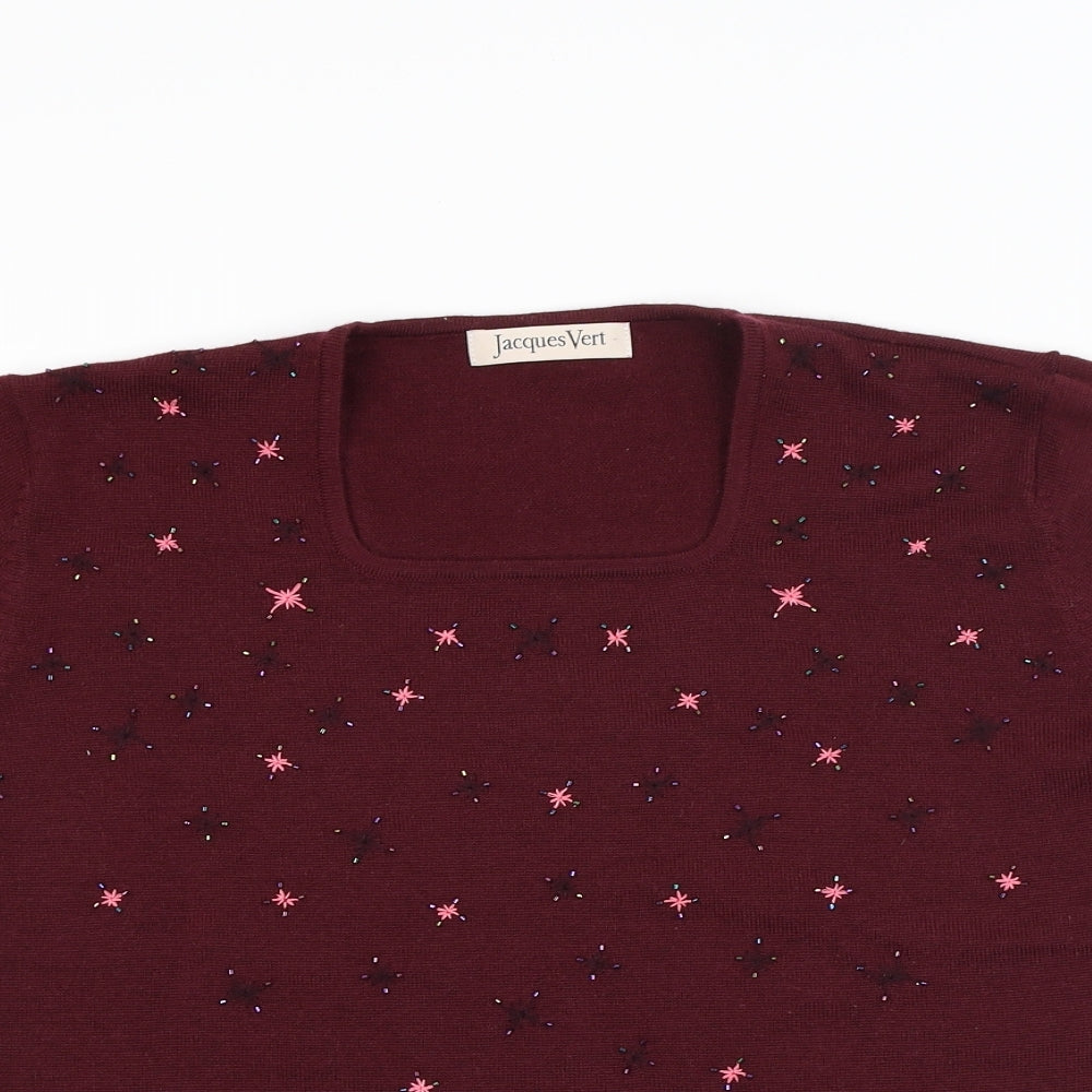 Jacques Vert Womens Red  Knit Pullover Jumper Size M  - Stars