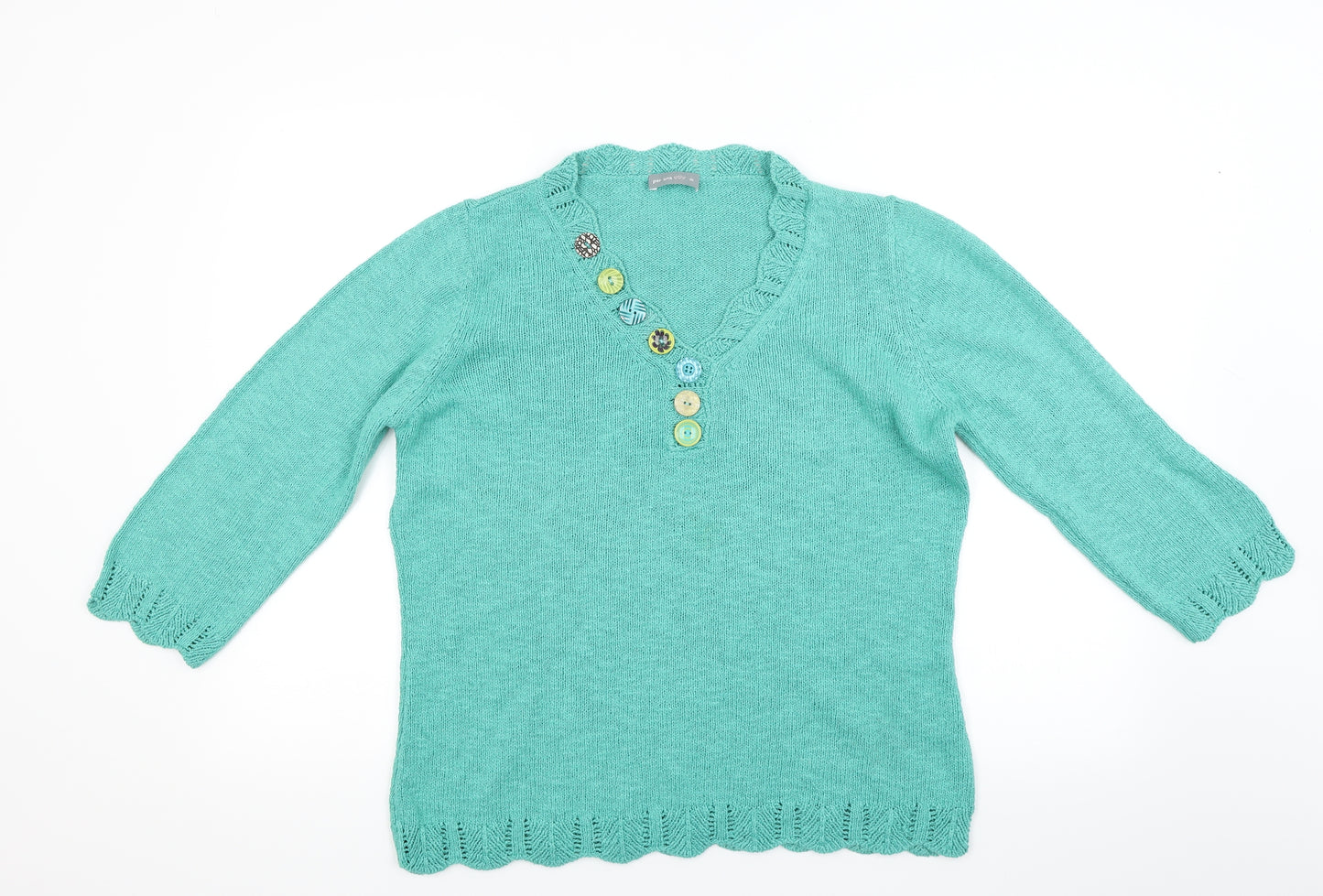 Per Una Womens Green  Knit Pullover Jumper Size M