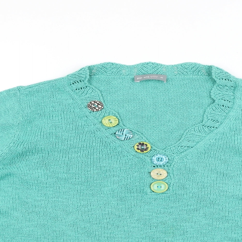 Per Una Womens Green  Knit Pullover Jumper Size M