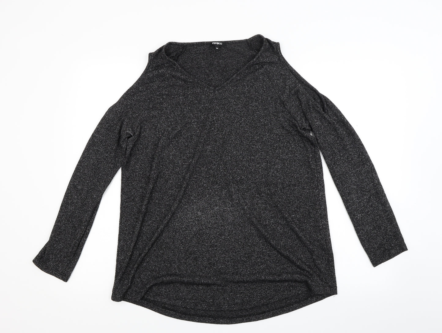 Pep&co Womens Grey  Knit Pullover Jumper Size 16  - Open Shoulders