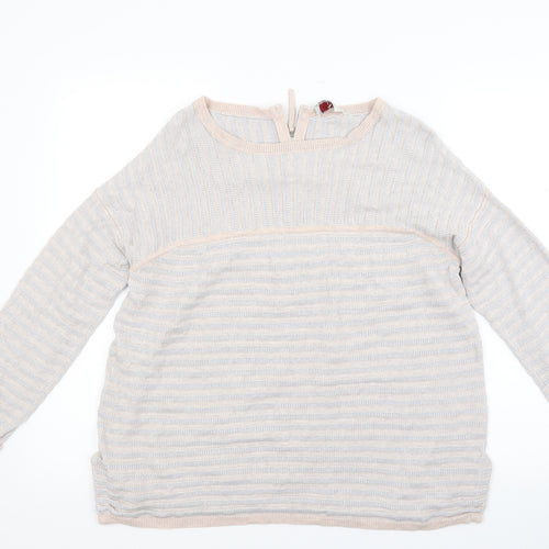 Wrap Womens Beige Striped Knit Pullover Jumper Size 12