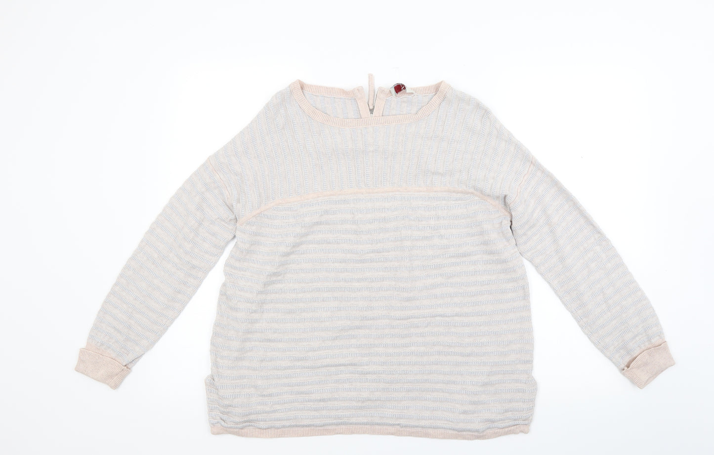 Wrap Womens Beige Striped Knit Pullover Jumper Size 12