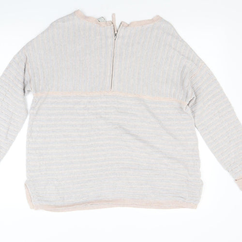 Wrap Womens Beige Striped Knit Pullover Jumper Size 12