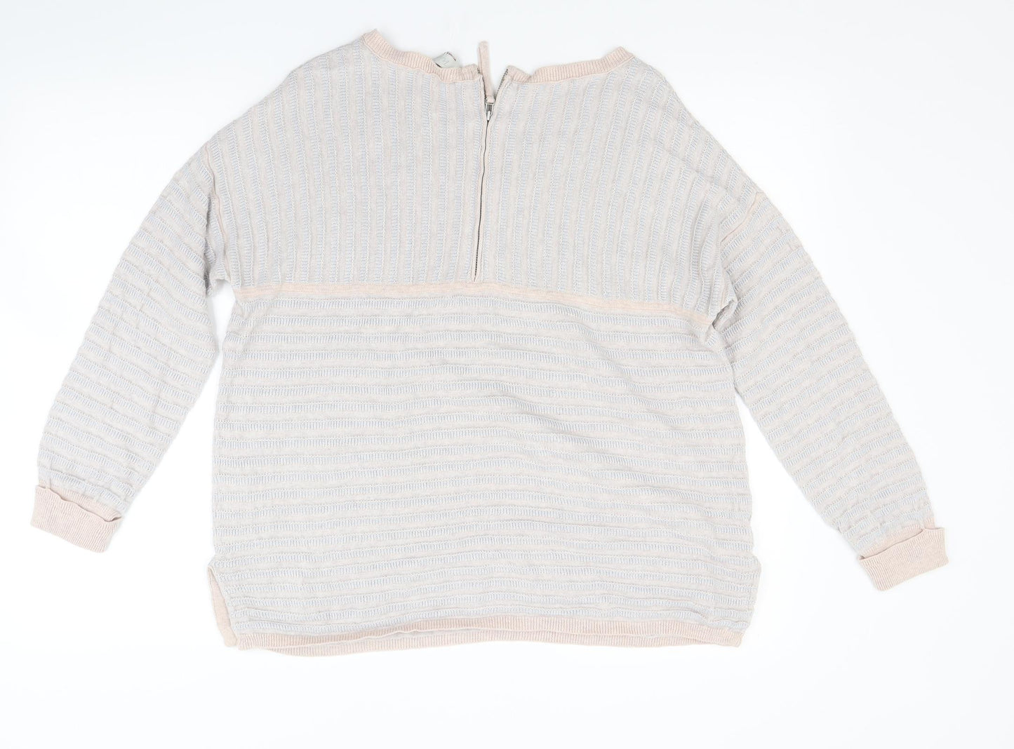 Wrap Womens Beige Striped Knit Pullover Jumper Size 12