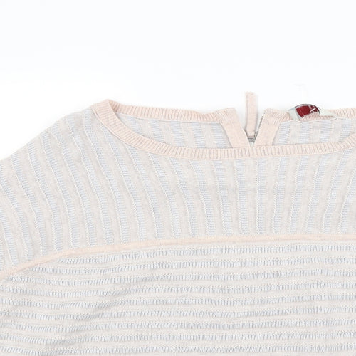 Wrap Womens Beige Striped Knit Pullover Jumper Size 12