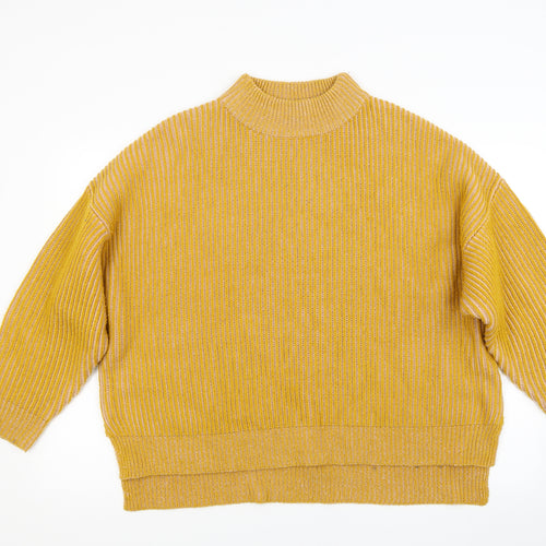 Round Womens Yellow  Knit Pullover Jumper Size M