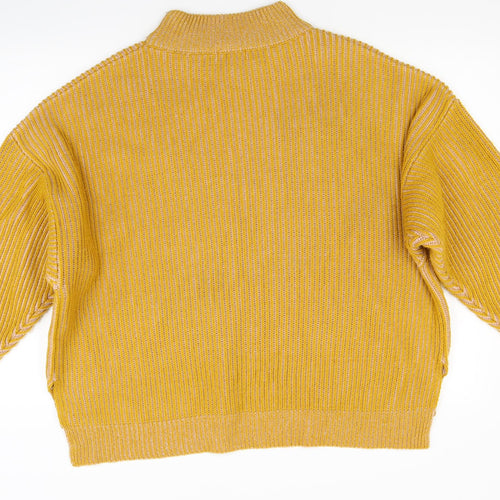 Round Womens Yellow  Knit Pullover Jumper Size M