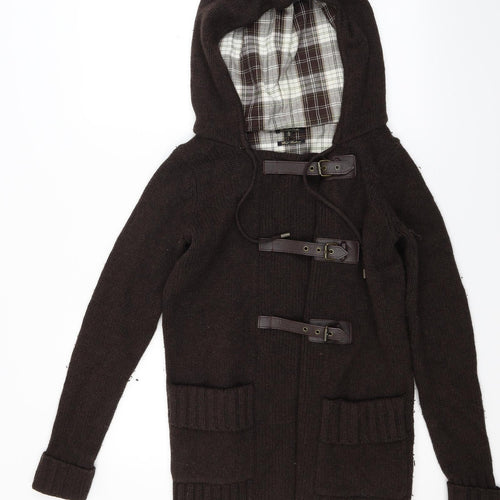 Massimo Dutti Womens Brown  Knit Cardigan Hoodie Size S