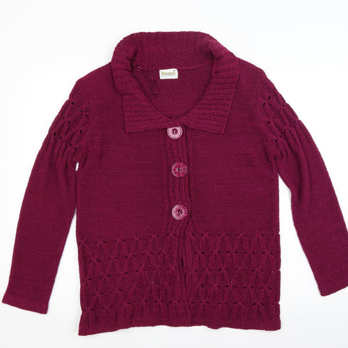 Roman Womens Red  Knit Cardigan Jumper Size M
