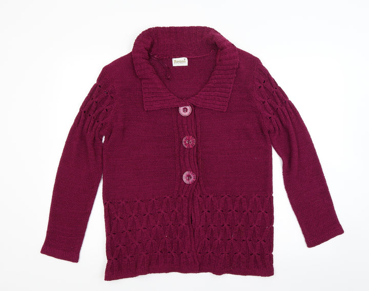 Roman Womens Red Knit Cardigan Jumper Size M