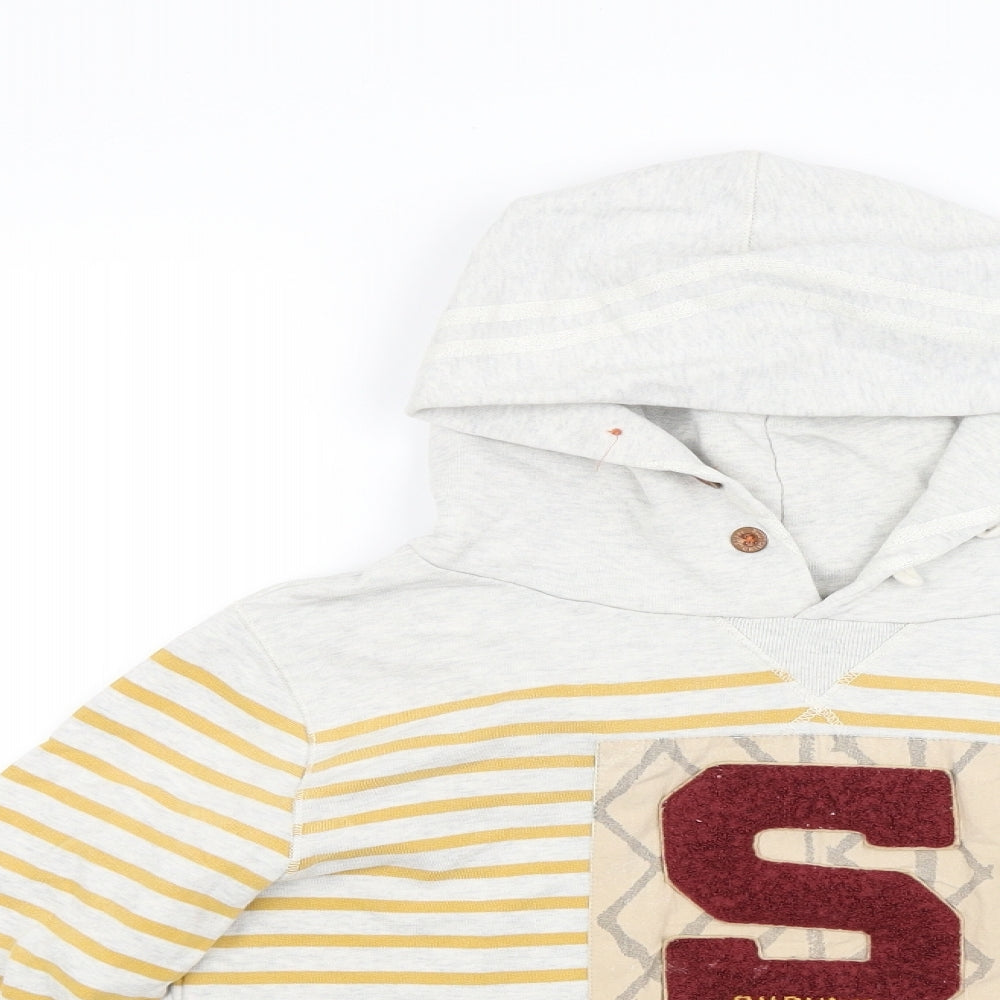 Scotch Shrunk Girls Grey Striped Jersey Pullover Hoodie Size M