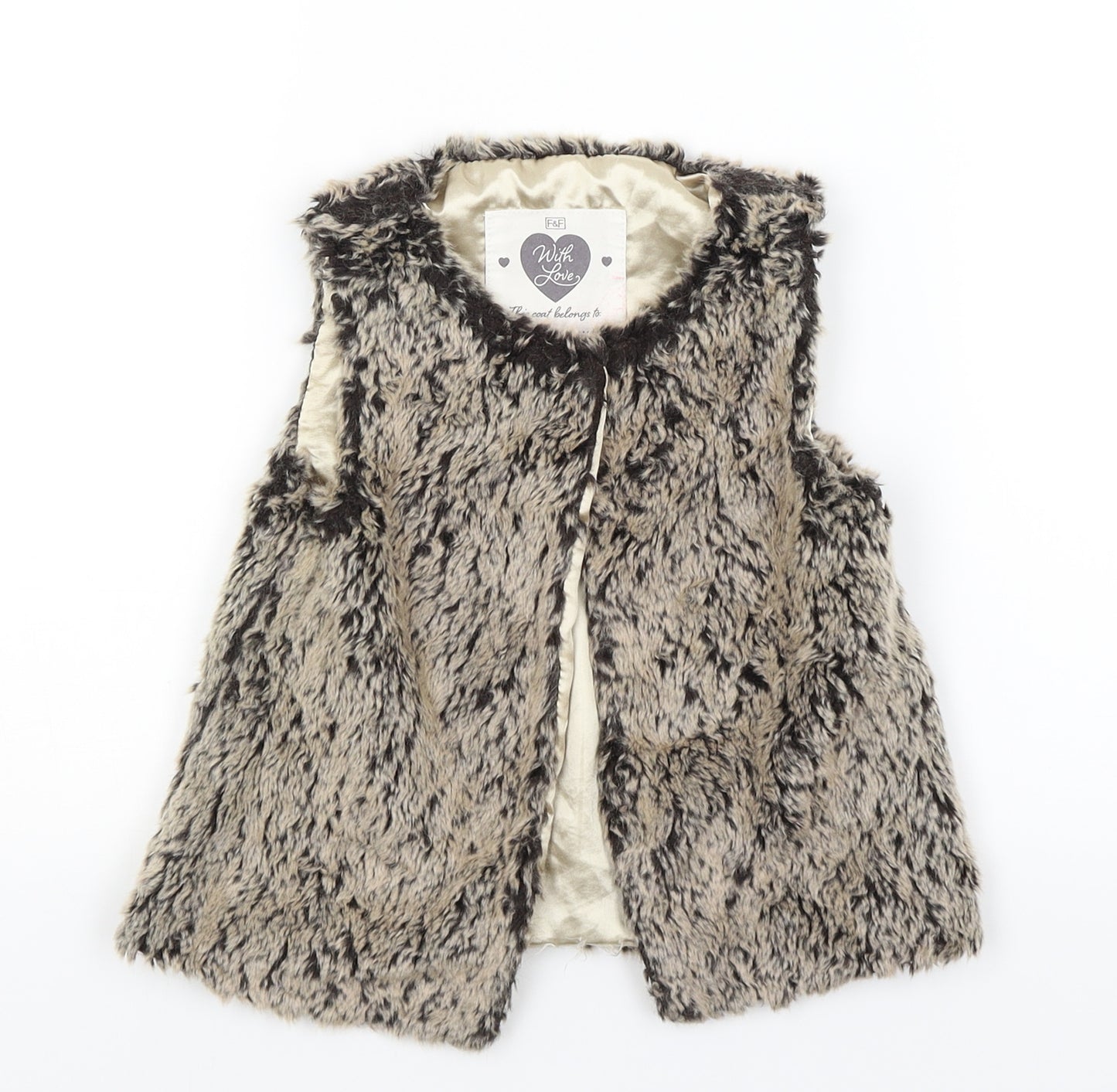F&F Girls Brown   Gilet Coat Size 3-4 Years