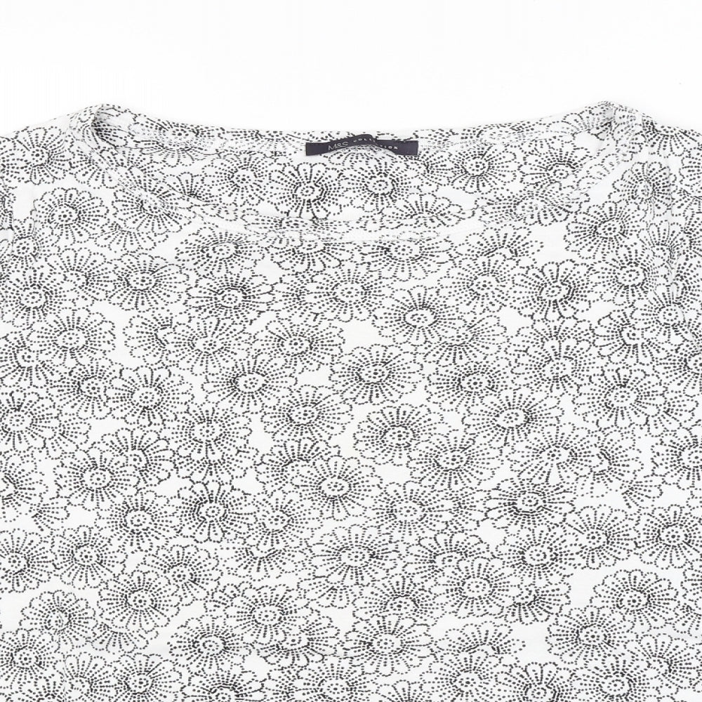 Marks and Spencer Womens White Floral  Basic T-Shirt Size 22
