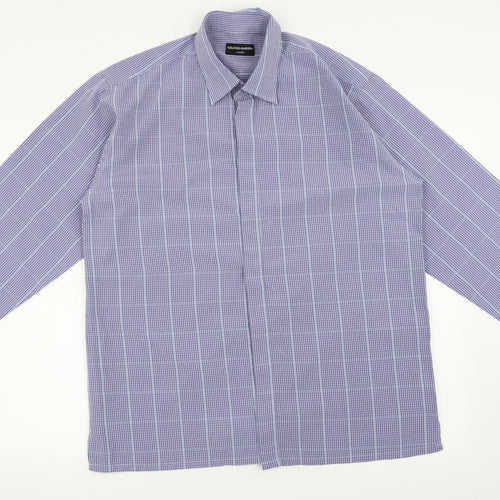 Island Earth Mens Blue Check   Button-Up Size L