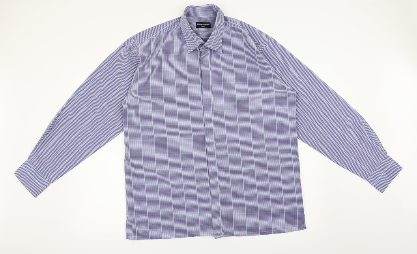 Island Earth Mens Blue Check   Button-Up Size L
