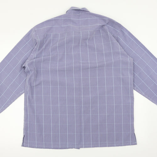 Island Earth Mens Blue Check   Button-Up Size L