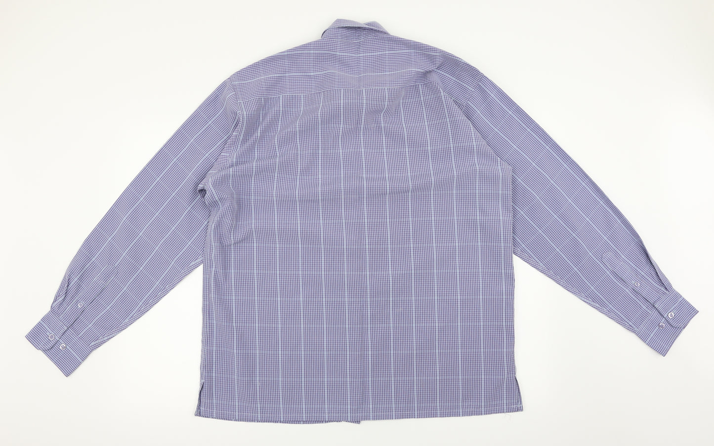 Island Earth Mens Blue Check   Button-Up Size L