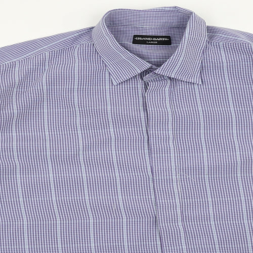 Island Earth Mens Blue Check   Button-Up Size L