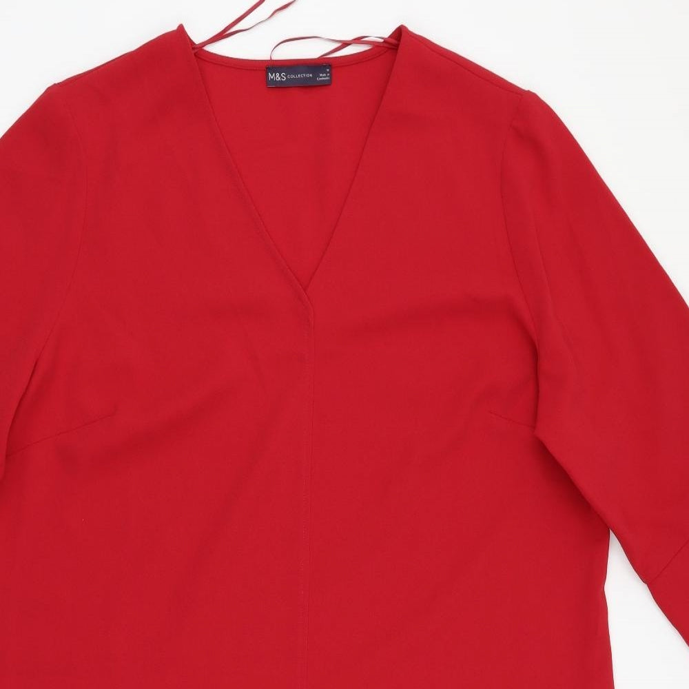 M&S Womens Red   Basic Blouse Size 18