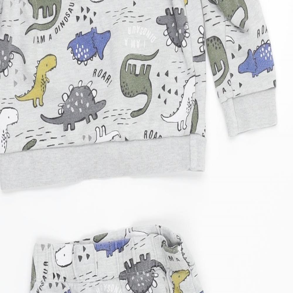 F&F Boys Grey Solid  Kimono Pyjama Set Size 18-24 Months  - Dinosaurs