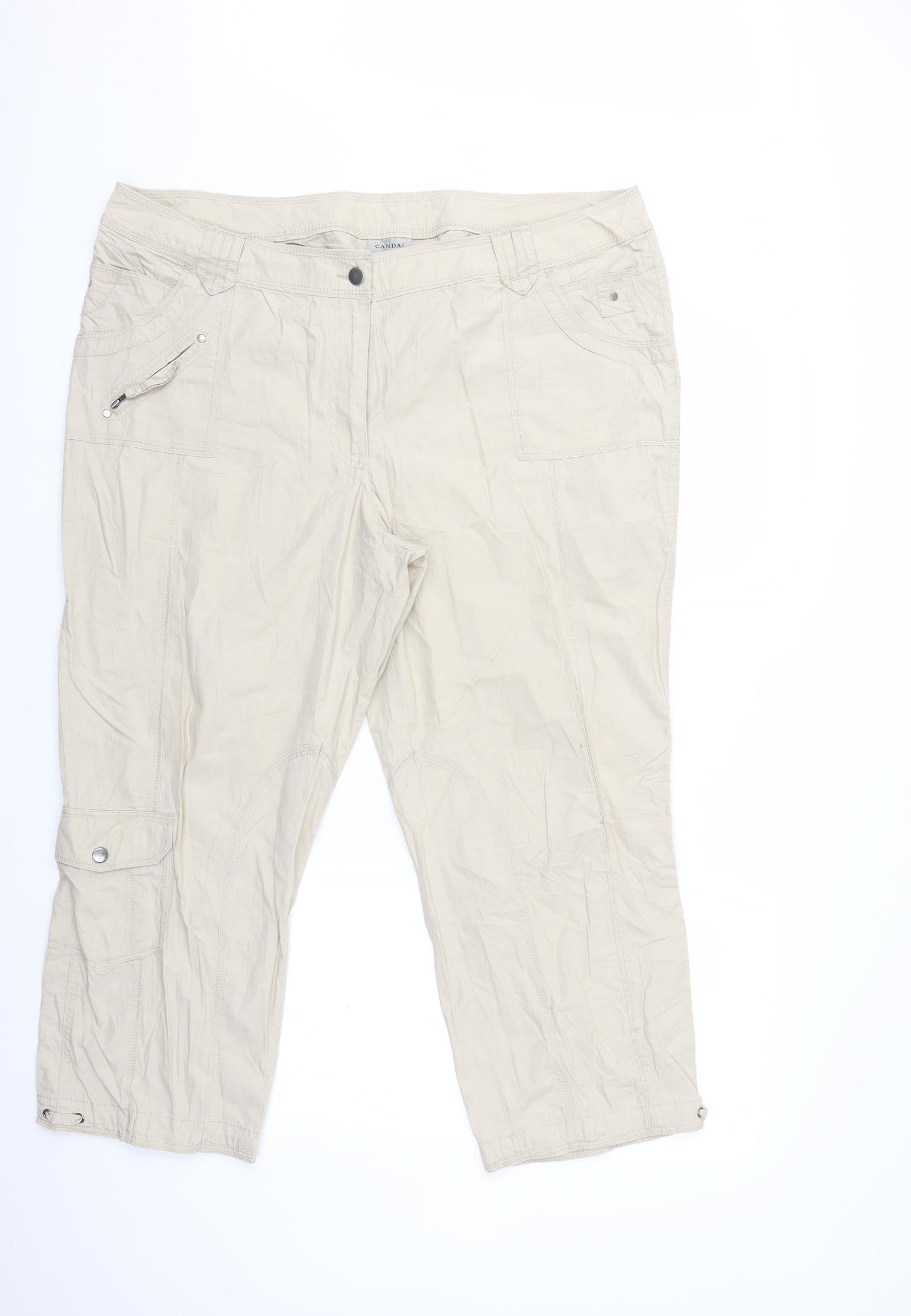 Canda Womens Beige   Cargo Trousers Size 22 L25 in