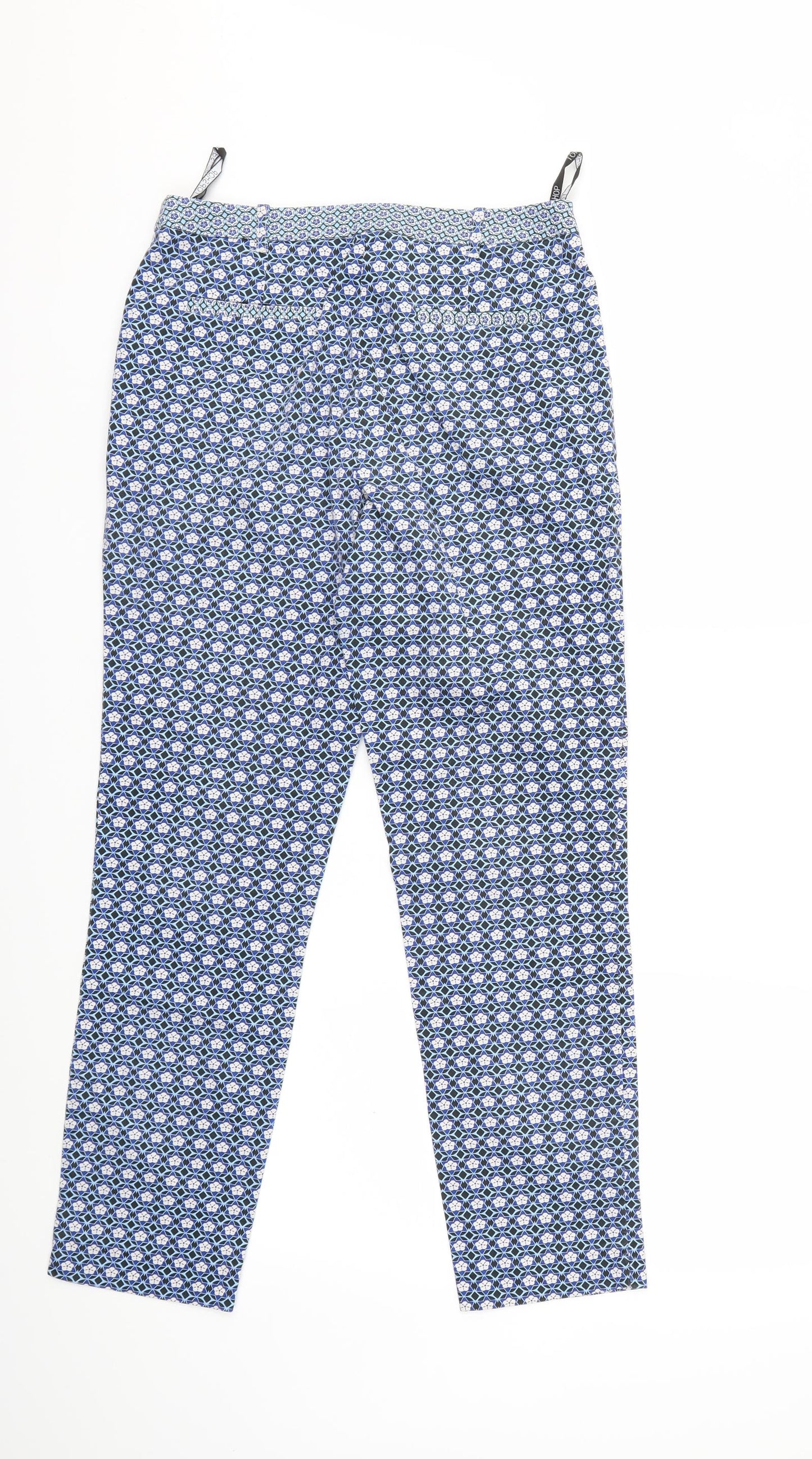 Topshop Womens Blue Geometric  Trousers  Size 10 L27 in