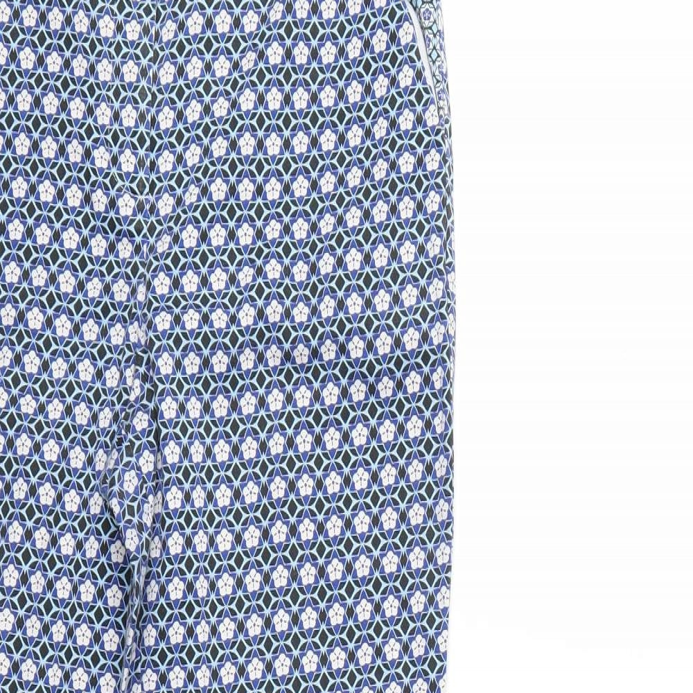 Topshop Womens Blue Geometric  Trousers  Size 10 L27 in